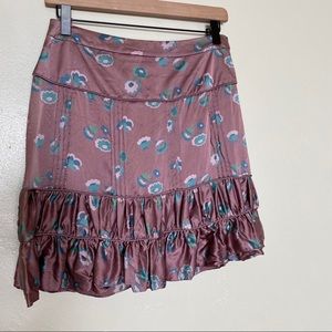 Marc Jacobs floral silk ruffle mini skirt size 2